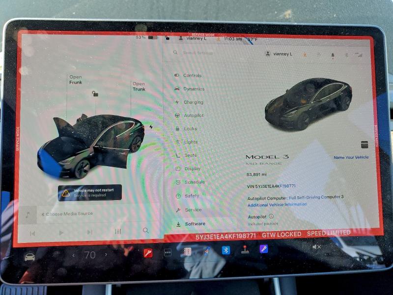 Photo 9 from auction – 2019 TESLA MODEL 3 with VIN 5YJ3E1EA4KF198771