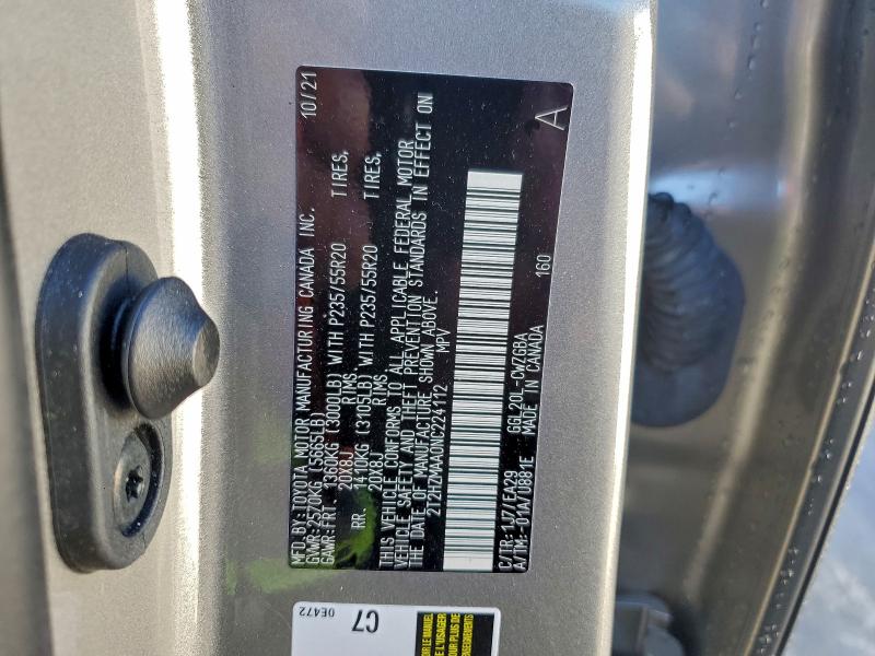 Photo 14 from auction – 2022 LEXUS RX 350 with VIN 2T2HZMAA0NC224112