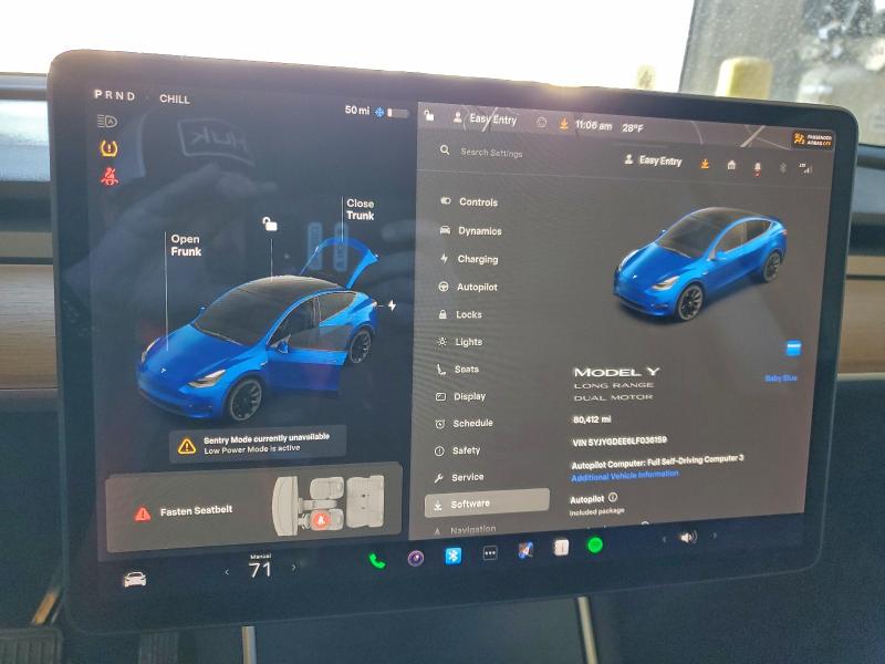 Photo 9 from auction – 2020 TESLA MODEL Y with VIN 5YJYGDEE6LF036159