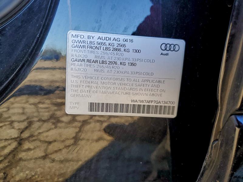 Photo 14 from auction – 2016 AUDI Q5 PRESTIG with VIN WA1W7AFP7GA134700