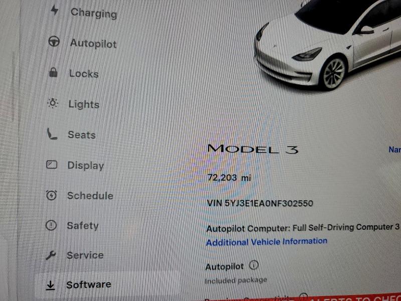 Photo 9 from auction – 2022 TESLA MODEL 3 with VIN 5YJ3E1EA0NF302550