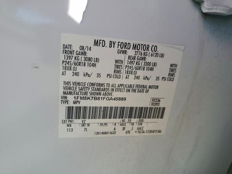 Photo 14 from auction – 2015 FORD EXPLORER with VIN 1FM5K7B81FGA45889