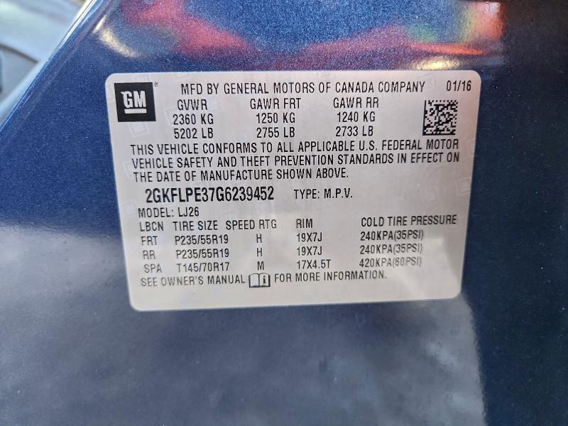 Photo 14 from auction – 2016 GMC TERRAIN SL with VIN 2GKFLPE37G6239452