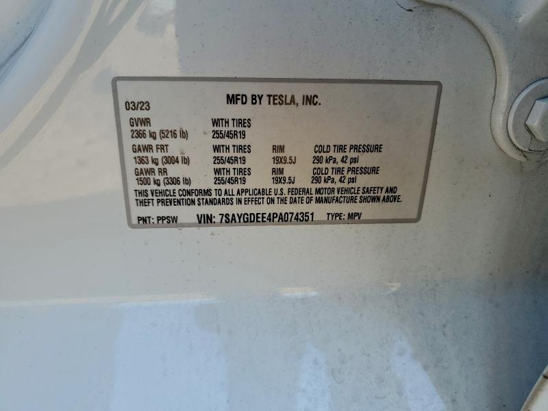 Photo 14 from auction – 2023 TESLA MODEL Y with VIN 7SAYGDEE4PA074351