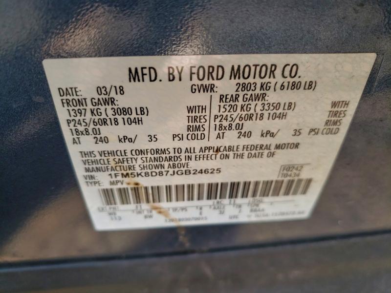 Photo 14 from auction – 2018 FORD EXPLORER X with VIN 1FM5K8D87JGB24625