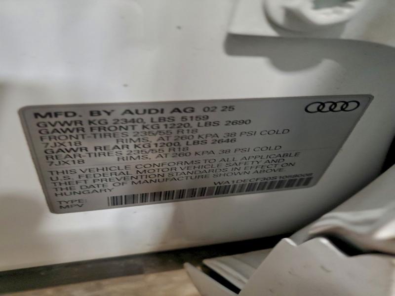 Photo 14 from auction – 2025 AUDI Q3 PREMIUM with VIN WA1DECF30S1058008