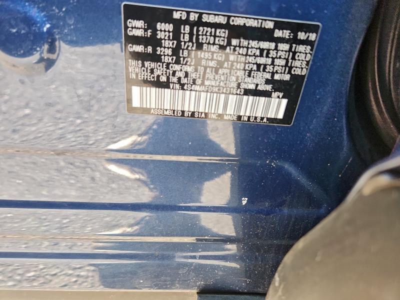 Photo 14 from auction – 2019 SUBARU ASCENT PRE with VIN 4S4WMAFD9K3431643