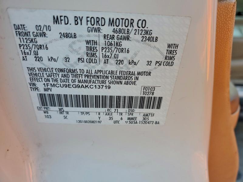 Photo 14 from auction – 2010 FORD ESCAPE LIM with VIN 1FMCU9EG9AKC13719