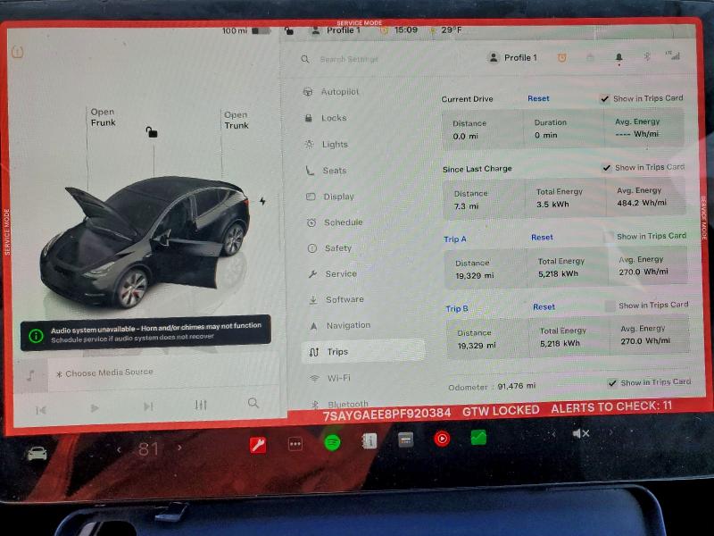 Photo 9 from auction – 2023 TESLA MODEL Y with VIN 7SAYGAEE8PF920384