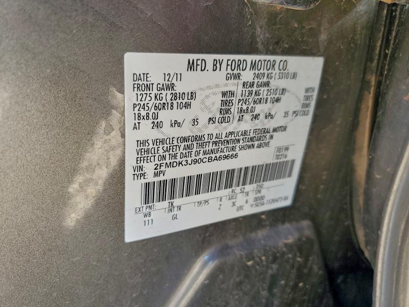 Photo 14 from auction – 2012 FORD EDGE SEL with VIN 2FMDK3J90CBA69666