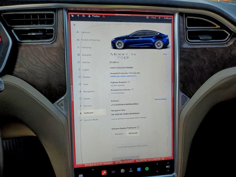 Photo 9 from auction – 2016 TESLA MODEL S with VIN 5YJSA1E21GF158980