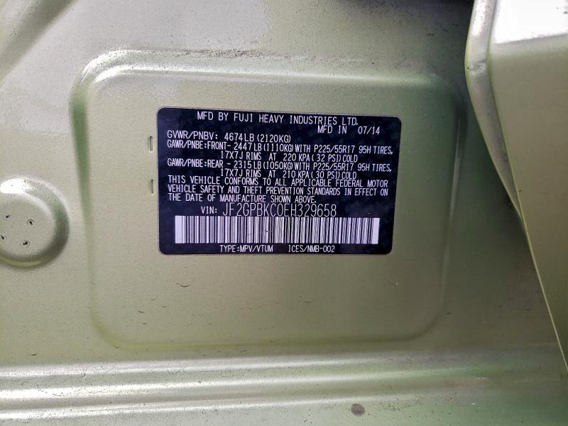 Photo 14 from auction – 2014 SUBARU XV CROSSTR with VIN JF2GPBKC0EH329658