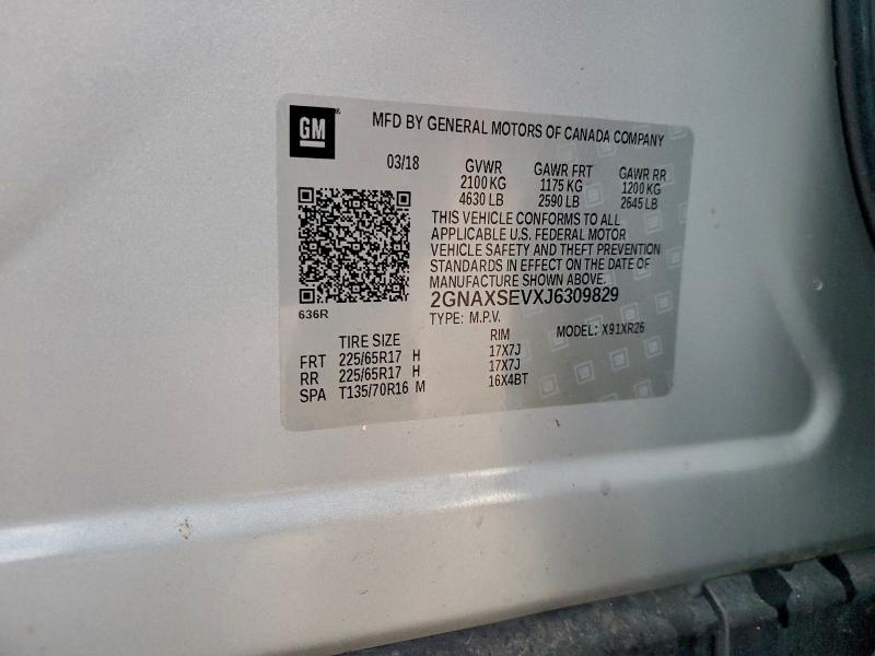 Photo 14 from auction – 2018 CHEVROLET EQUINOX LT with VIN 2GNAXSEVXJ6309829