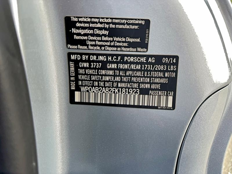 Photo 10 from auction – 2015 PORS CAYMAN S with VIN WP0AB2A82FK181923