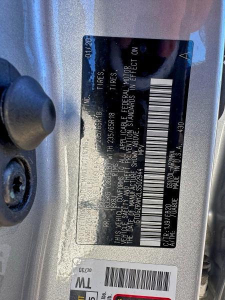 Photo 10 from auction – 2020 TOYOTA HIGHLANDER with VIN 5TDGZRAH2LS502944