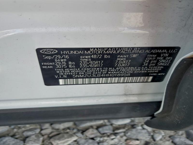 Photo 14 from auction – 2017 HYUNDAI SANTA FE S with VIN 5NMZU3LB4HH018958