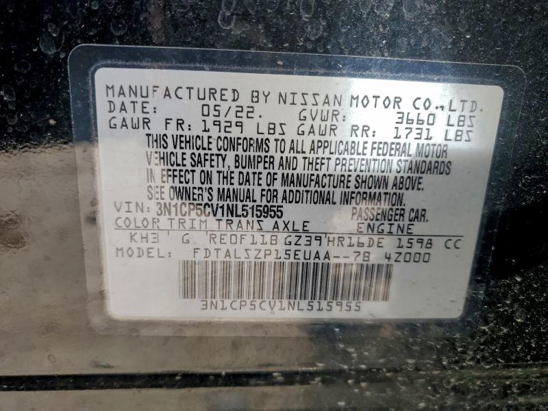 Photo 14 from auction – 2022 NISSAN KICKS with VIN 3N1CP5CV1NL515955