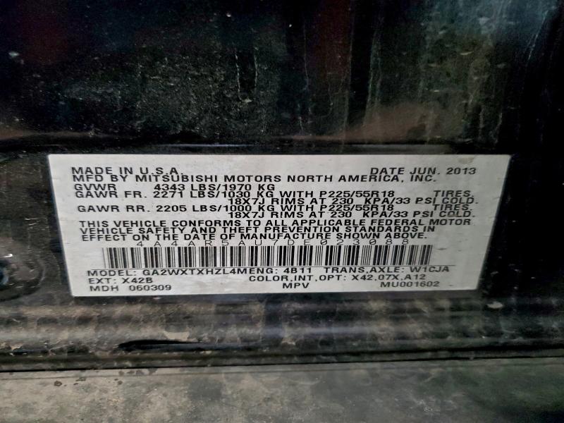 Zdjęcie 14 z aukcji – 2013 MITSUBISHI OUTLANDER z VIN 4A4AR5AU7DE023088