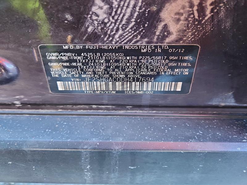 Photo 14 from auction – 2013 SUBARU FORESTER 2 with VIN JF2SHGAC0DH417694