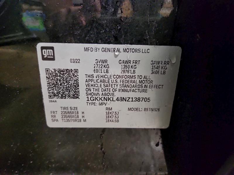 Photo 14 from auction – 2022 GMC ACADIA SLE with VIN 1GKKNKL48NZ138705