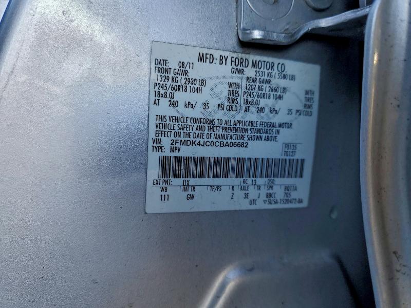 Photo 14 from auction – 2012 FORD EDGE SEL with VIN 2FMDK4JC0CBA06682