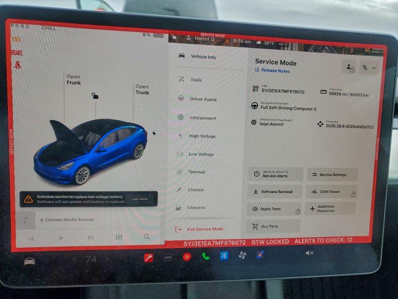 Photo 9 from auction – 2021 TESLA MODEL 3 with VIN 5YJ3E1EA7MF978072