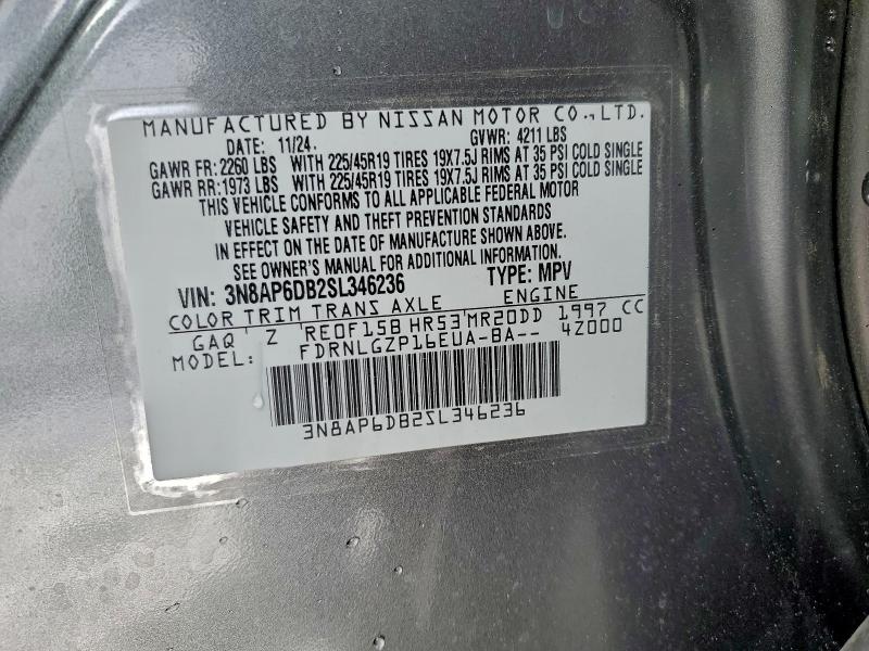 Photo 14 from auction – 2025 NISSAN KICKS SR with VIN 3N8AP6DB2SL346236