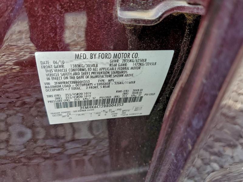 Photo 14 from auction – 2011 FORD FLEX with VIN 2FMHK6CT2BBD04353
