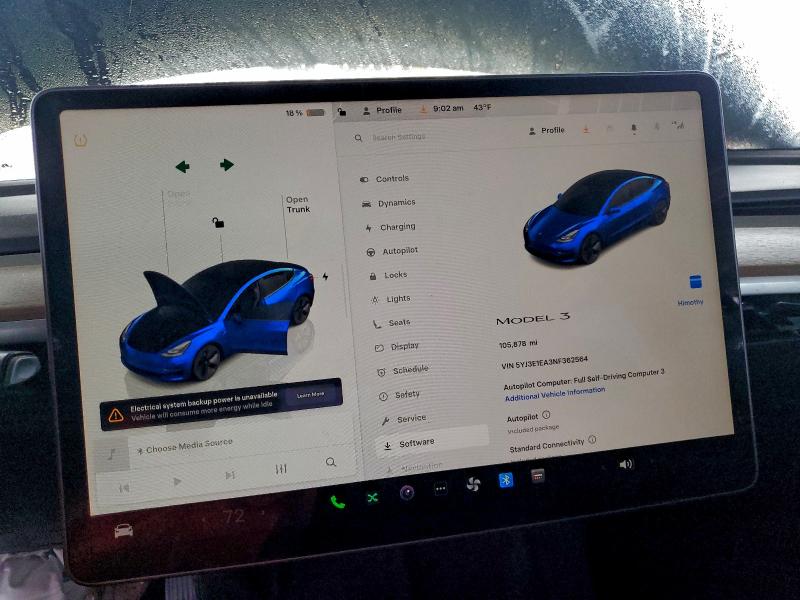 Photo 9 from auction – 2022 TESLA MODEL 3 with VIN 5YJ3E1EA3NF362564