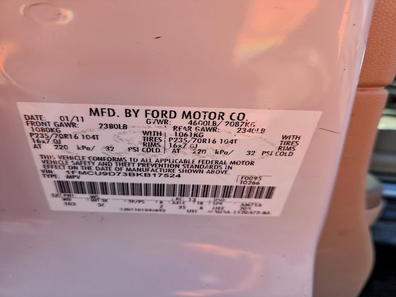 Photo 14 from auction – 2011 FORD ESCAPE XLT with VIN 1FMCU9D73BKB17524