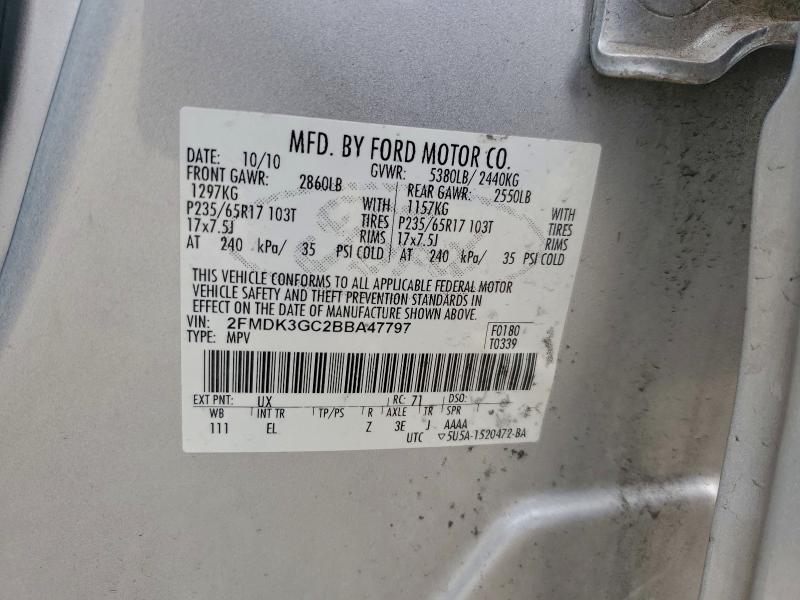 Photo 14 from auction – 2011 FORD EDGE SE with VIN 2FMDK3GC2BBA47797