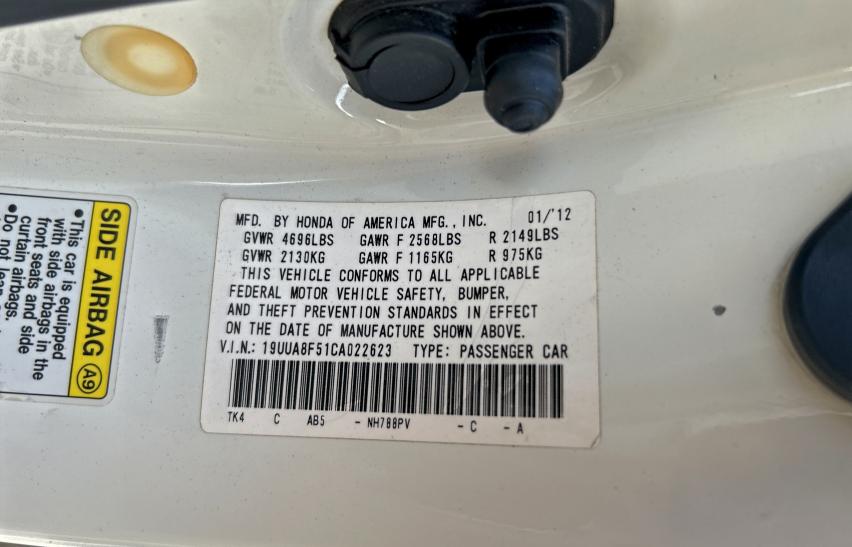 Photo 10 from auction – 2012 ACURA TL with VIN 19UUA8F51CA022623