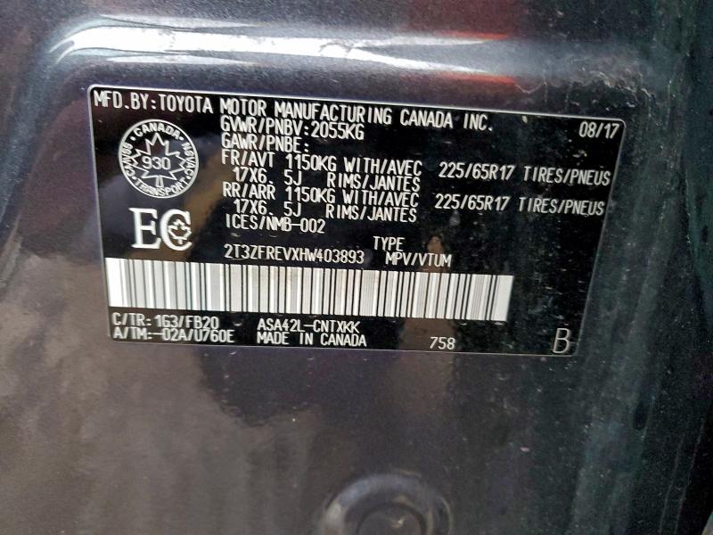 Photo 14 from auction – 2017 TOYOTA RAV4 with VIN 2T3ZFREVXHW403893