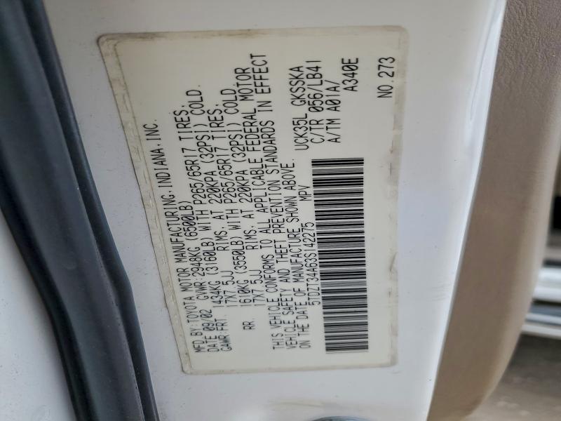 Photo 14 from auction – 2003 TOYOTA SEQUOIA SR with VIN 5TDZT34A63S142275