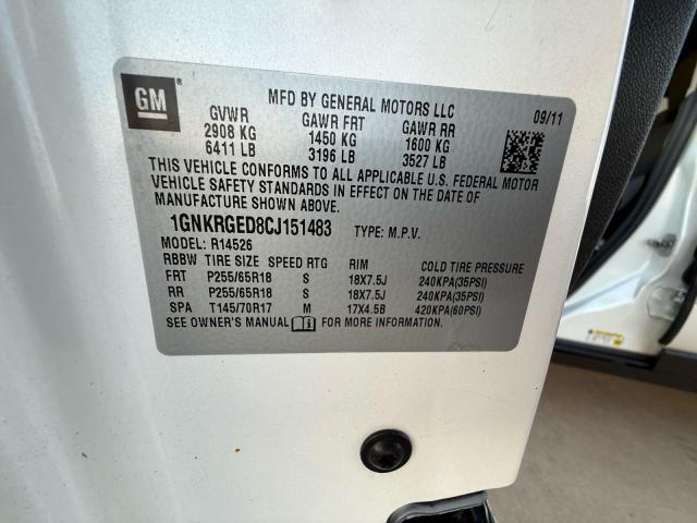Photo 10 from auction – 2012 CHEVROLET TRAVERSE L with VIN 1GNKRGED8CJ151483