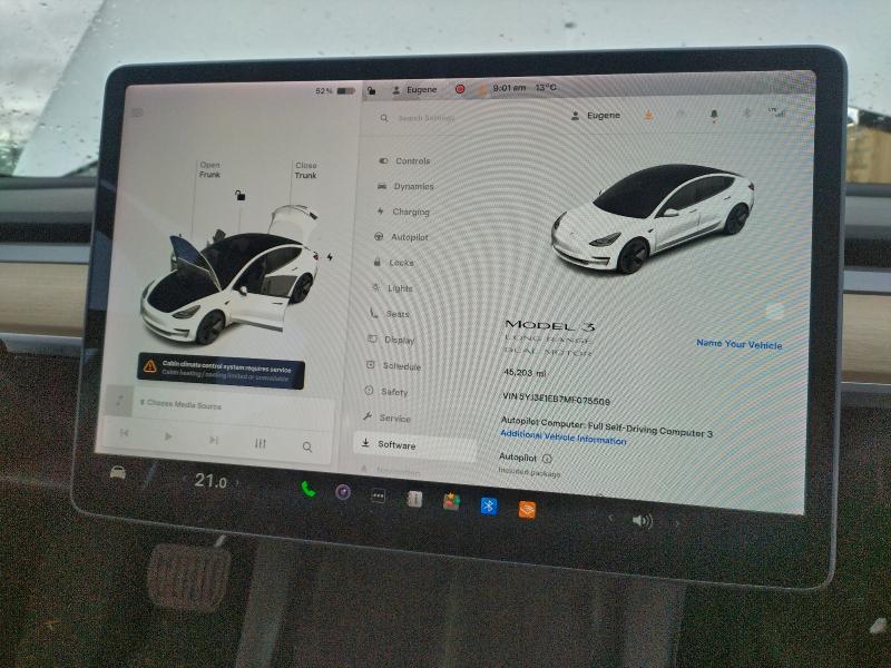 Photo 9 from auction – 2021 TESLA MODEL 3 with VIN 5YJ3E1EB7MF075509