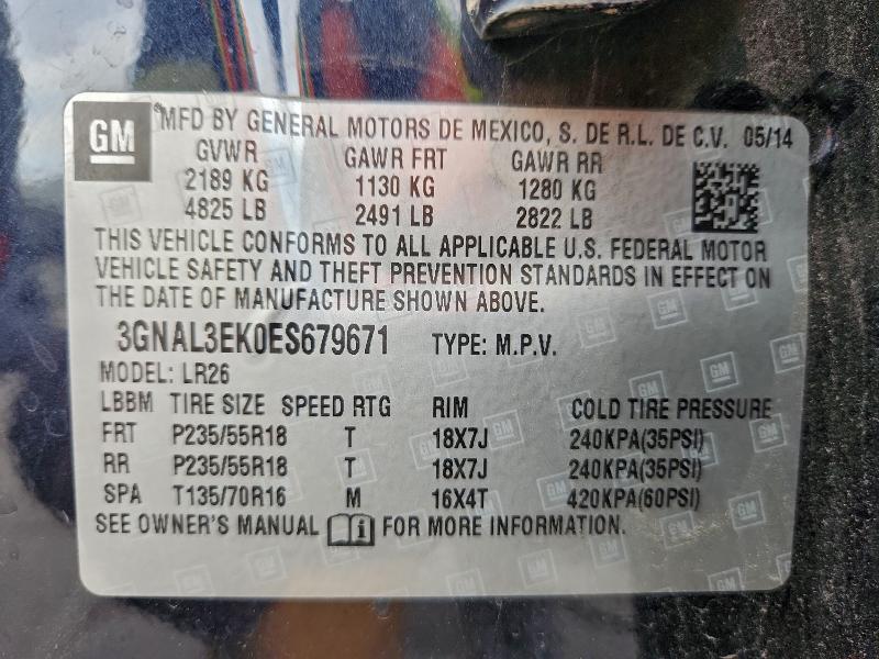 Photo 14 from auction – 2014 CHEVROLET CAPTIVA LT with VIN 3GNAL3EK0ES679671