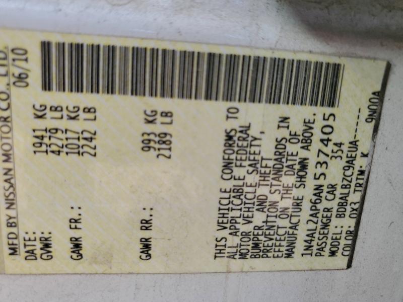 Photo 14 from auction – 2010 NISSAN ALTIMA BAS with VIN 1N4AL2AP6AN537405