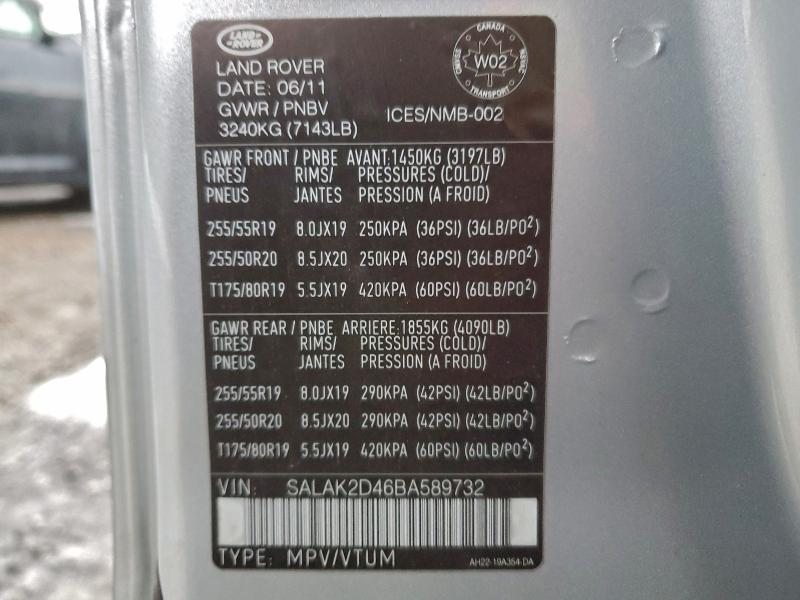 Photo 14 from auction – 2011 LAND ROVER LR4 HSE LU with VIN SALAK2D46BA589732