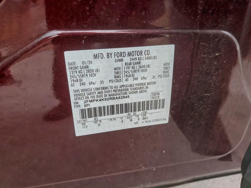 Photo 14 from auction – 2024 FORD EDGE with VIN 2FMPK4K92RBA82848