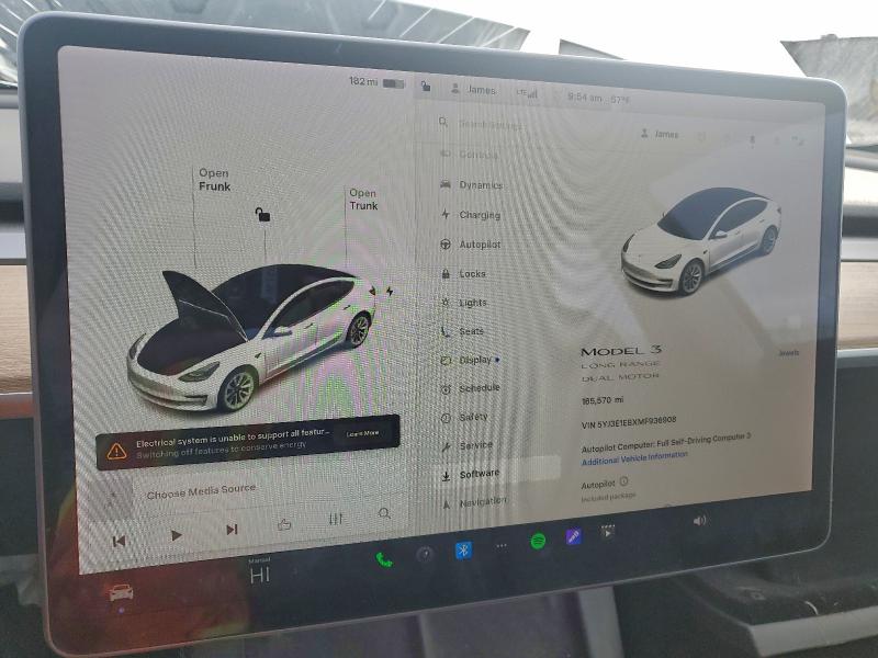 Photo 9 from auction – 2021 TESLA MODEL 3 with VIN 5YJ3E1EBXMF936908