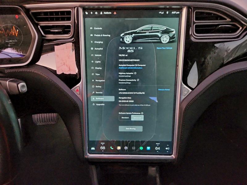 Photo 9 from auction – 2014 TESLA MODEL S with VIN 5YJSA1H14EFP63401