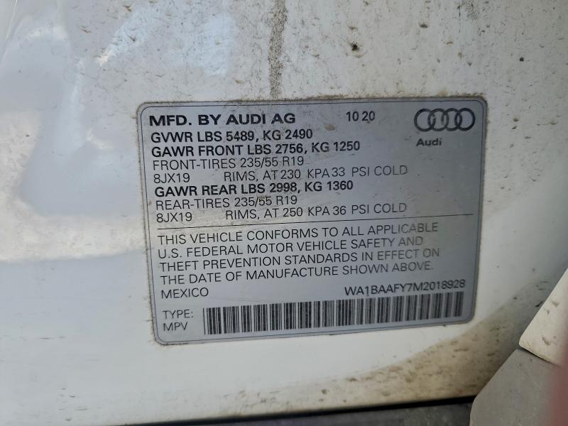 Photo 14 from auction – 2021 AUDI Q5 PREMIUM with VIN WA1BAAFY7M2018928