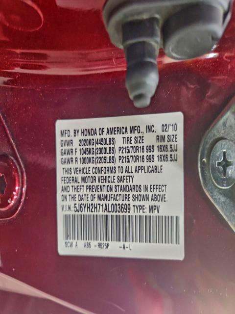 Photo 14 from auction – 2010 HONDA ELEMENT EX with VIN 5J6YH2H71AL003699