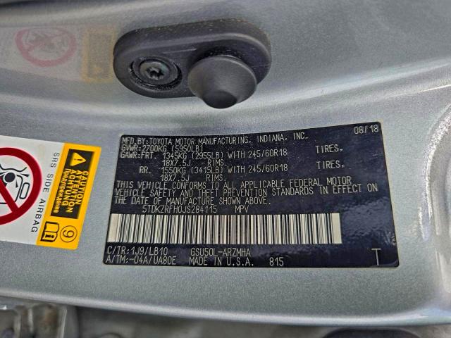 Photo 10 from auction – 2018 TOYOTA HIGHLANDER with VIN 5TDKZRFH0JS284115