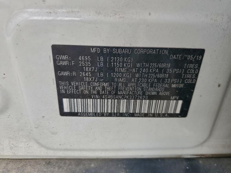Photo 14 from auction – 2019 SUBARU OUTBACK 2. with VIN 4S4BSANC7K3372623