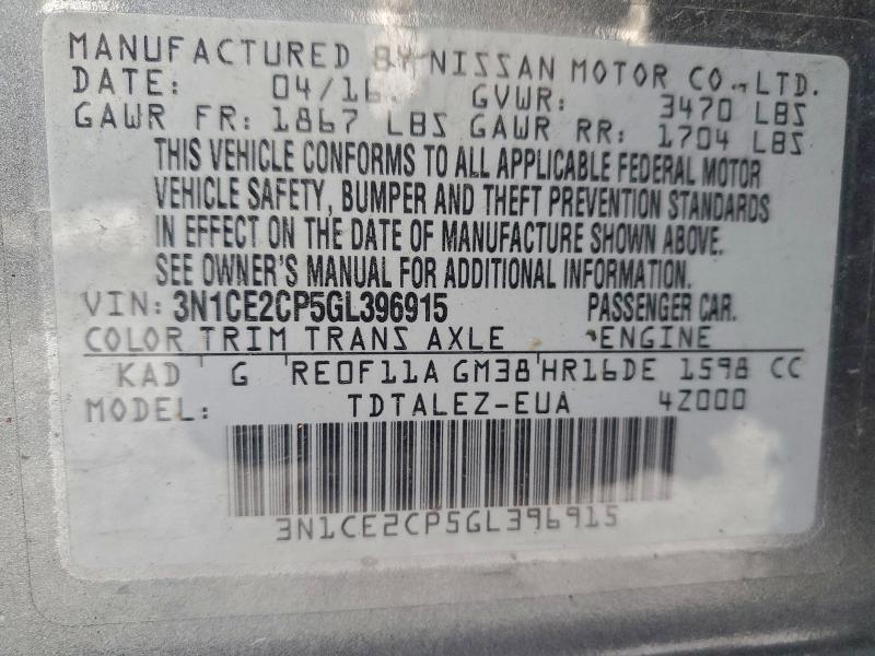 Photo 14 from auction – 2016 NISSAN VERSA NOTE with VIN 3N1CE2CP5GL396915