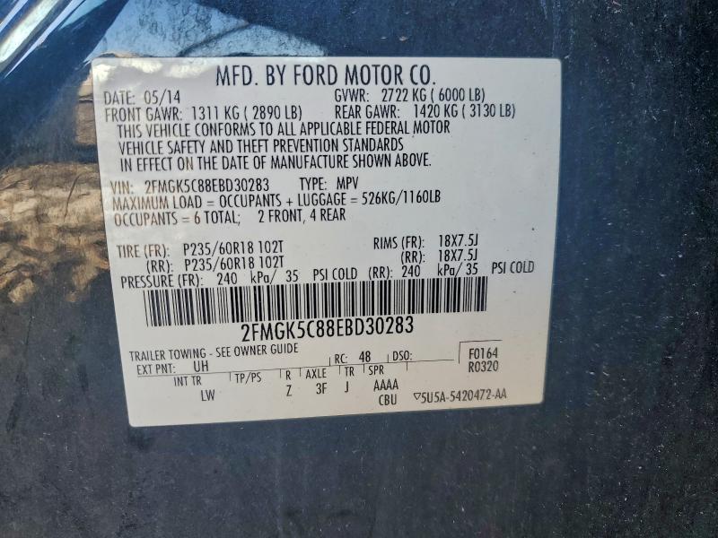 Photo 14 from auction – 2014 FORD FLEX SEL with VIN 2FMGK5C88EBD30283