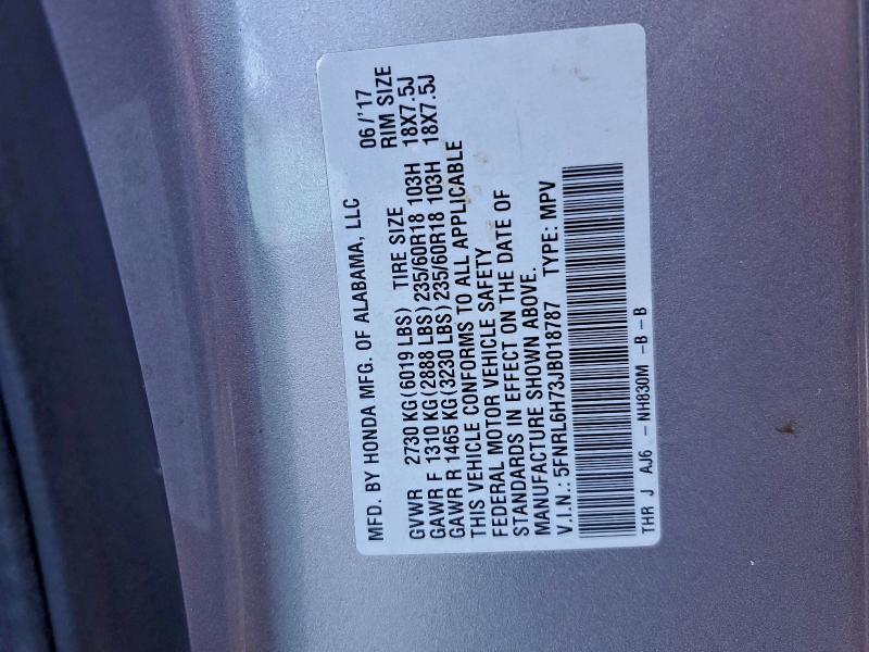 Photo 14 from auction – 2018 HONDA ODYSSEY EX with VIN 5FNRL6H73JB018787