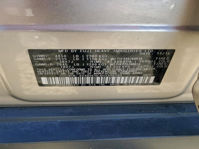Photo 14 from auction – 2017 SUBARU OUTBACK 3. with VIN 4S4BSENC9H3310284